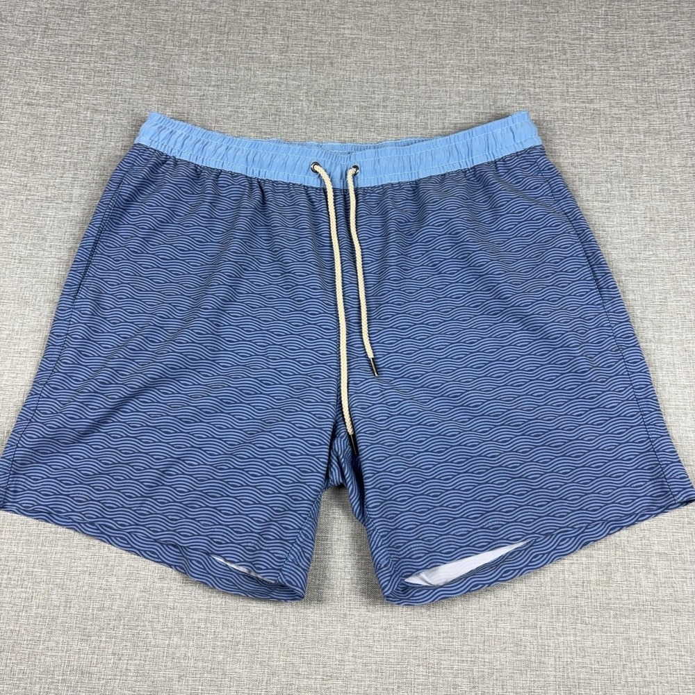 Fair Harbor Swim Shorts Mens 3XL Blue Wave Print Drawstring Lined Stretch